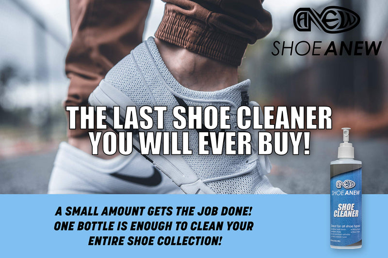 [Australia] - Shoe Cleaner Kit - ShoeAnew - all Natural, 8 Ounces, Brush and Cloth for Cleaning Sneakers, Tennis shoes, Canvas, Plastic, Mesh, Knit and More 