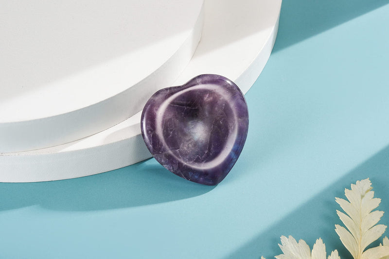 [Australia] - CrystalTears Amethyst Crystal Worry Stone Heart Shape Healing Crystals Thumb Worry Stone Polished Pocket Palm Stone for Anxiety Stress Relief Meditation Reiki Healing 