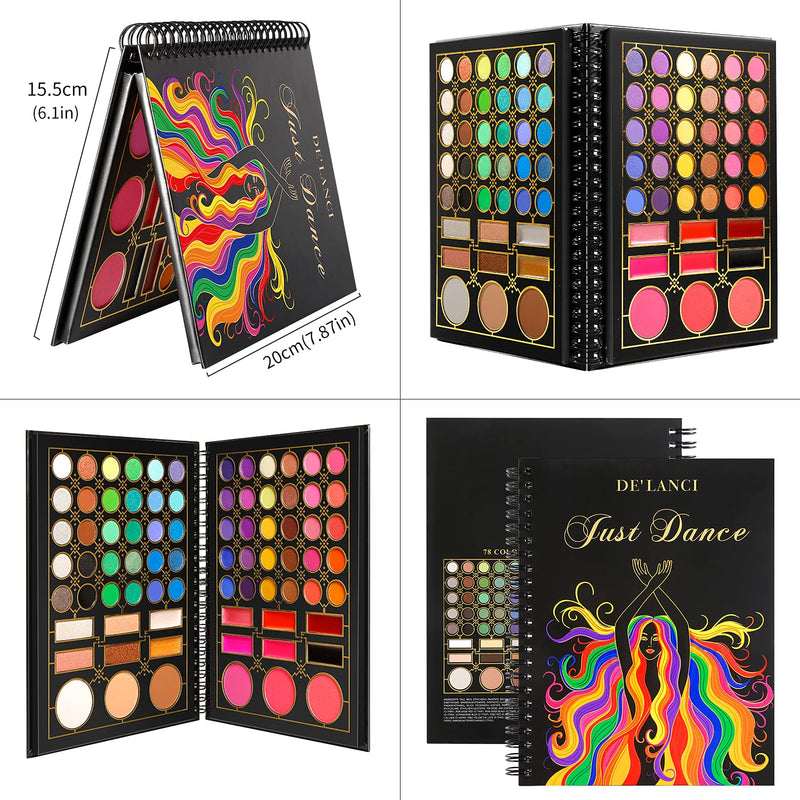 [Australia] - Makeup Pallet Eyeshadow, DE’LANCI Just Dancing Cute Makeup Palette Set, Pro 78 Colors Eyeshadow Pallet Set Matte Shimmer Eye Shadow Lip Gloss Contour Blush Powder Highlighter All In One Makeup Pallet 