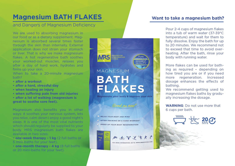 [Australia] - MRS Magnesium Flakes & Magnesium Flakes in The Finest Premium Quality - 100% Natural Magnesium Chloride Flakes - Ideal Bath Salt for a Foot Bath, Full Bath & Against Magnesium Deficiency - 4 kg 4 kg (Pack of 1) 