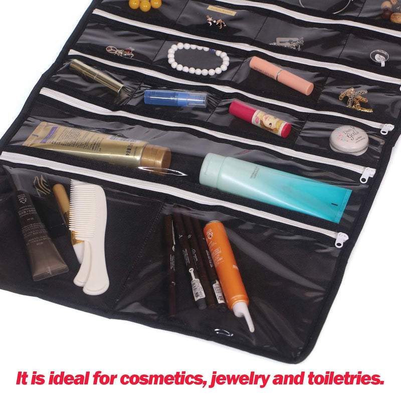 [Australia] - DIOMMELL Hanging Jewelry Organizer 47 Pockets with Zipper for Earrings Necklace Bracelet Ring Accessory Display Storage Bag Travel Holder Box 