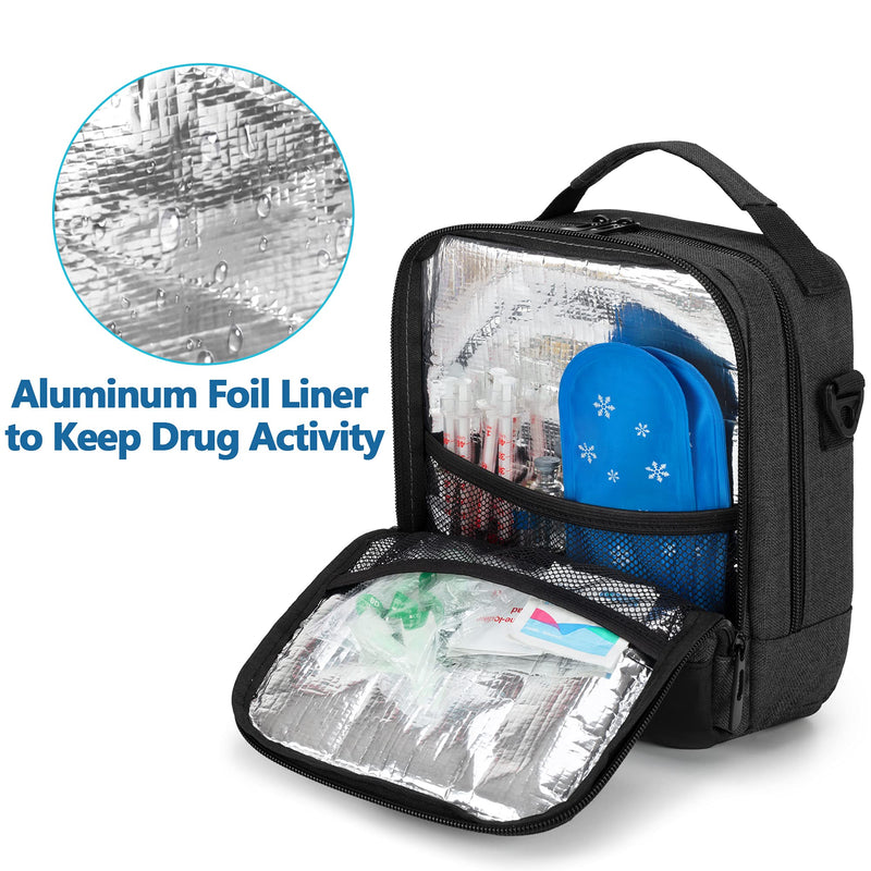 [Australia] - CURMIO Insulin Cooler Travel Case, Diabetes Supplies Bag with Shoulder Strap for Insulin Pen, Glucose Meter and Diabetic Supplies, Black 