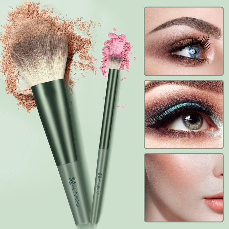 [Australia] - HEYMKGO Makeup Brushes 11pcs Premium Synthetic Bristles Green Color Kabuki Foundation Brush Face Lip Eye Makeup Brush Sets Professional with Gift Box 