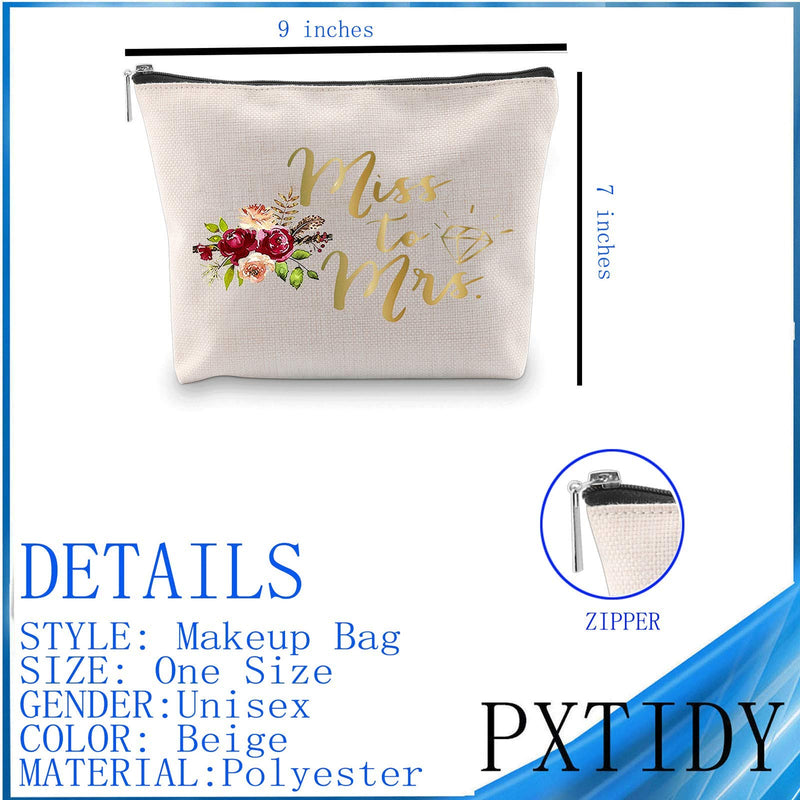 [Australia] - PXTIDY Miss To Mrs Makeup Bag Bridal Shower Bride Cosmetic Bag Bride To Be Gift Wedding Bag Gifts (beige) beige 