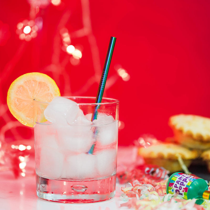 [Australia] - Reusable Metal Straws Mini's Set of 4 | Stainless Steel | Eco Friendly | Coloured Cocktail Straws | Short Reusable Straws | Rainbow Rose Gold Silver 