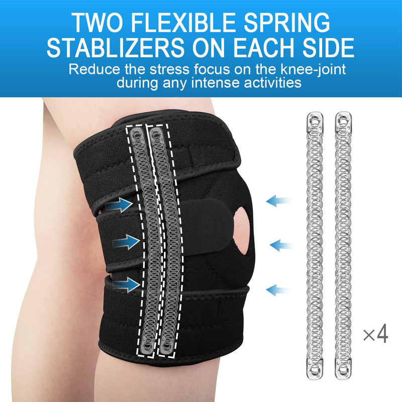 [Australia] - AVIDDA Knee Support with Open-Patella Design for Joint Pain, Sports, Injury Rehabilitation, Adjustable Knee Brace for Men Woman with 3 Straps, for Knee Circumference (12.5" to 18.5") Size XS-M: 12.5" to 18.5" Black 