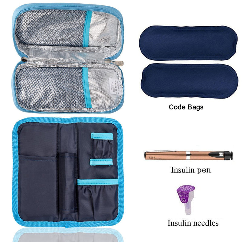 [Australia] - ONEGenug Isothermal Diabetes Medical Cool Bag Insulin Bag for Diabetes Syringes, Insulin and Drugs Blue 