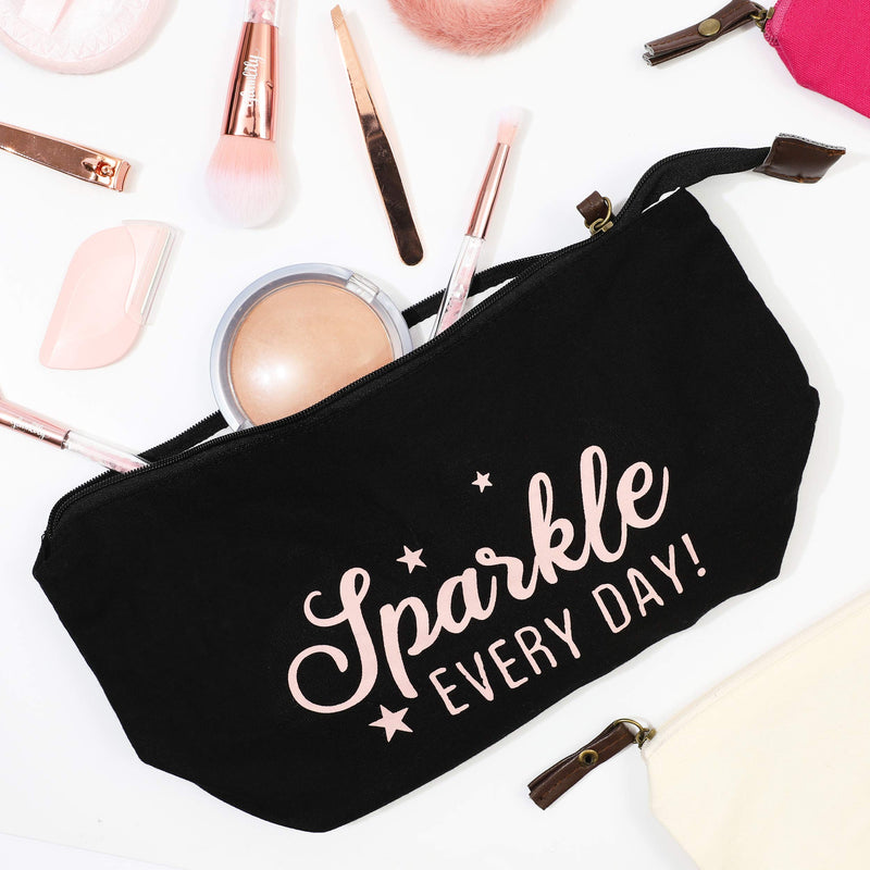 [Australia] - 6 Pack Cotton Canvas Inspirational Makeup Pouch Bags with Zippers (12 x 3.5 In) 