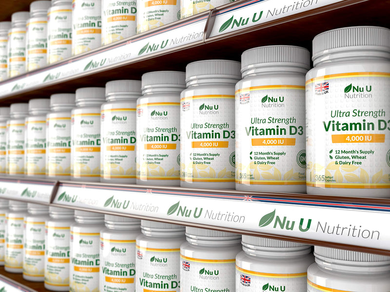 [Australia] - Vitamin D3 4000 IU, 365 Softgel Capsules NOT Tablets, Full Year Supply, Easy to Swallow Quadruple Strength Vitamin D3 Supplement 