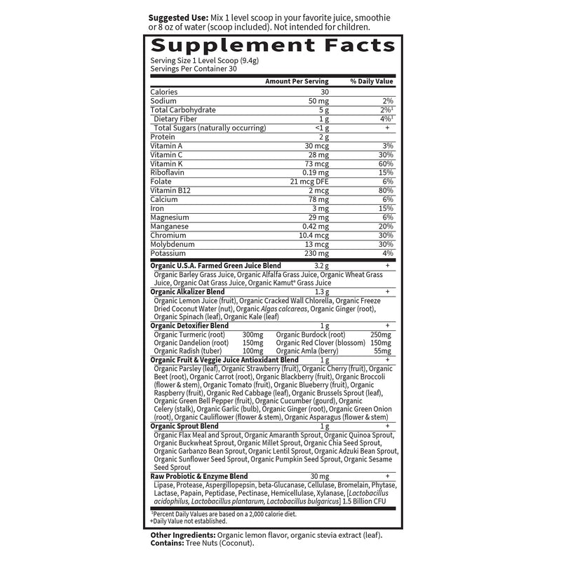 [Australia] - Garden of Life Raw Organic Perfect Food Alkalizer & Detoxifier Juiced Greens Superfood Powder - Lemon Ginger, 30 Servings (Packaging May Vary) - Non-GMO, Gluten Free Whole Food Dietary Supplement 10.1 Ounce (Pack of 1) 