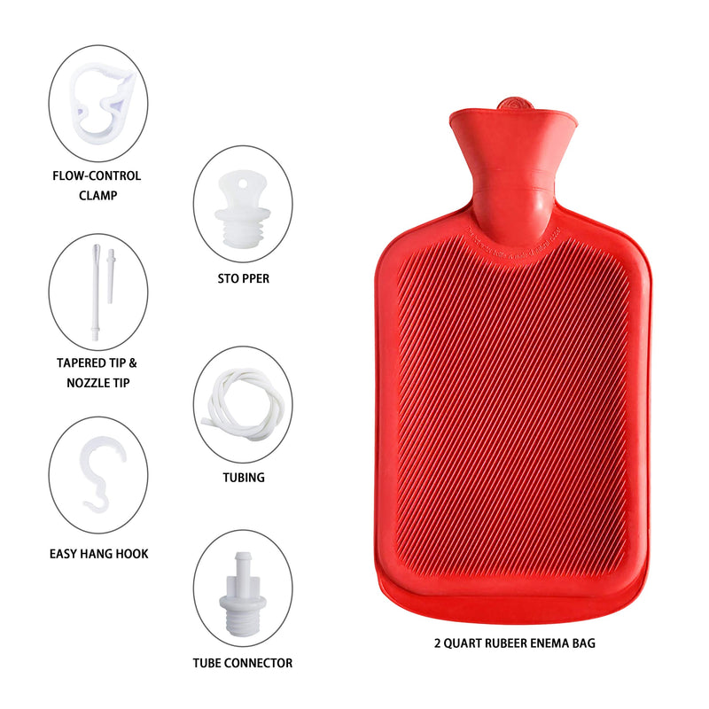 [Australia] - Abyclean Enema Bag Kit Rubber Anal Douche Vaginal Douche Enema Cleaner for Women’s or Man’s Health (Red, 2L) Rubber-red-2l 