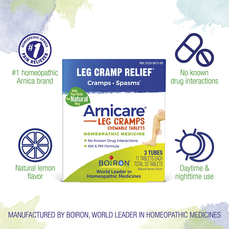 [Australia] - Boiron Arnicare Leg Cramps for Day and Night Relief from Cramping and Stiffness in Feet or Calves - 3 Count (33 Tablets) 