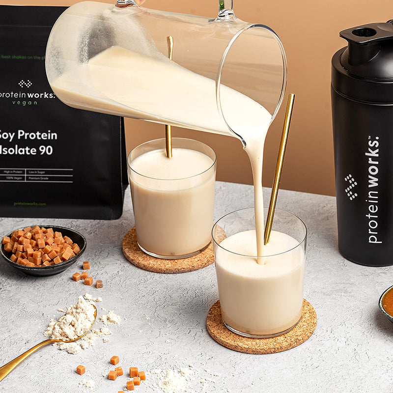 [Australia] - Soy Protein 90 (Isolate) Protein Powder | 100% Plant-Based | Low Fat | No Added Sugar | Gluten-Free | Protein Works | Millionaire's Shortbread | 500 g 