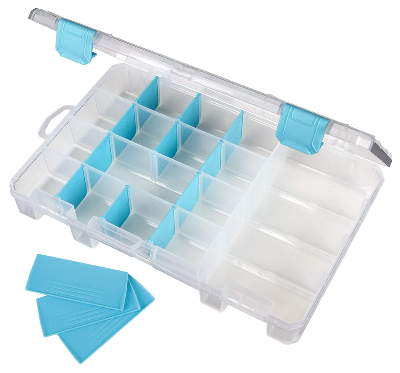 [Australia] - ArtBin 5 Compartment 6944AG Medium Box with Removable Dividers, Jewelry & Craft Organizer, [1] Plastic Storage Case with Anti-Tarnish Technology, Clear with Aqua Accents, (10.75" x 7.375") 