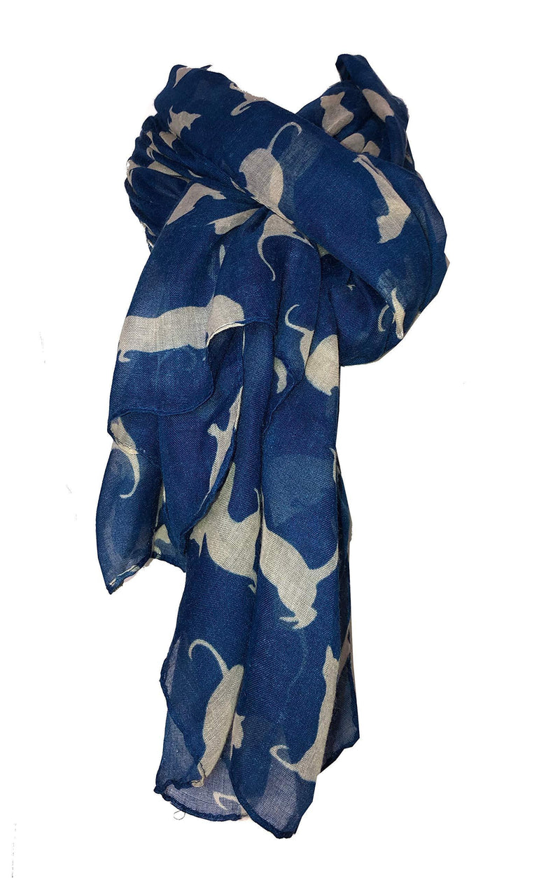 [Australia] - Navy Blue with Yellow Cats Scarf, Beautiful Design, Fantastic for The Animal Lover in us All 