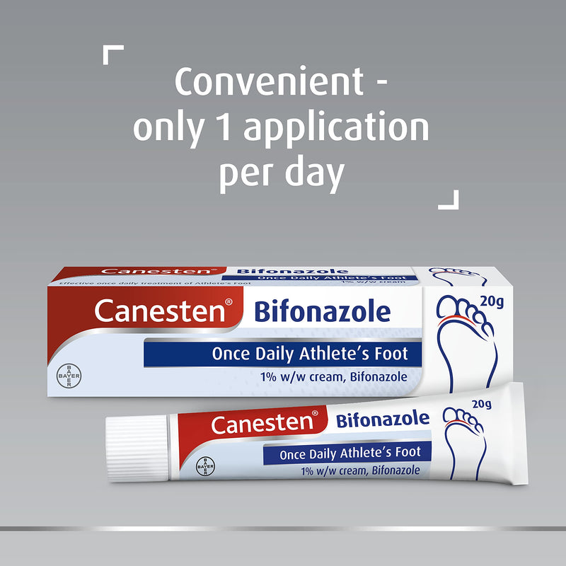[Australia] - Canesten Bifonazole Once Daily Athlete’s Foot 1% w/w Cream | Effective Athlete’s Foot Treatment | Canesten's Most Convenient Treatment | Only 1 Application Per Day | Antifungal Cream | 20 g 