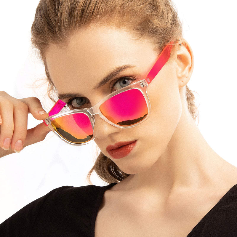 [Australia] - Sunglasses for Women Men UVA/UVB Protection UV400 Mirrored Lens,Fit for Outdoor,Ski,Vacation,Driving Fishing Pink 55 Millimeters 