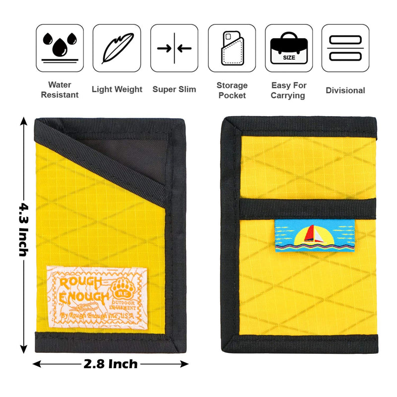 [Australia] - Rough Enough Slim Minimalist Kids Wallets for Boys Credit Card Holder Sleeves EDC Front Pocket Wallet for Men Women Girls Small Mini Yellow Wallet Credit Card Protector Case for Travel School Party 