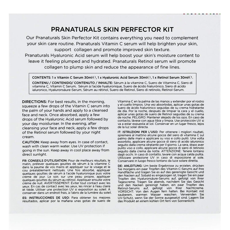 [Australia] - PraNaturals Skin Perfector Face Serum Kit 3x30ml ‚Äì Hyaluronic Acid, Retinol & Vitamin C ‚Äì Skin Care Anti Ageing Lotion, Reduces fine lines and wrinkles, Enriched with natural oils and vitamins 