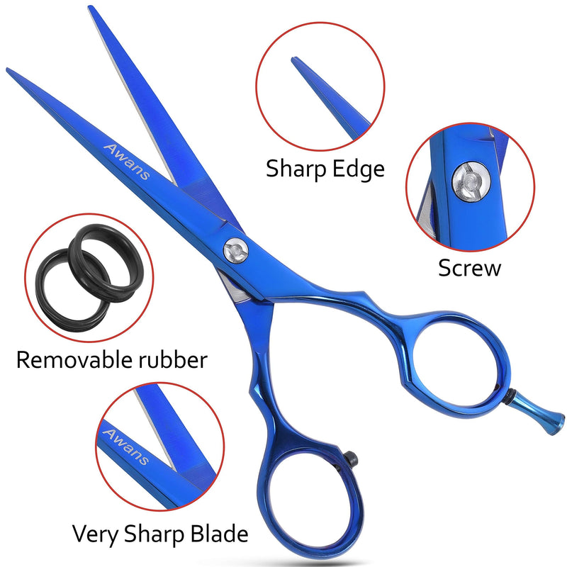 [Australia] - Awans Professional Hairdressing Barber Salon Scissors, with High Quality Stainless Steel Sharp Razor Edge 5.5". Range of Colours (Blue) Blue 