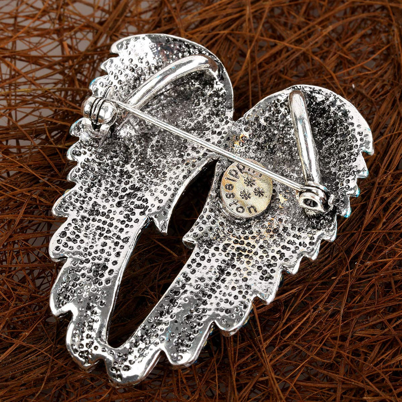 [Australia] - Women's Guardian Angel Wing Brooch Pins & Pendants 2 in 1 - Scarf Holders - 2 x 1 Inchs - Lead & Nickle Free - Crystal & Enamel Blue 