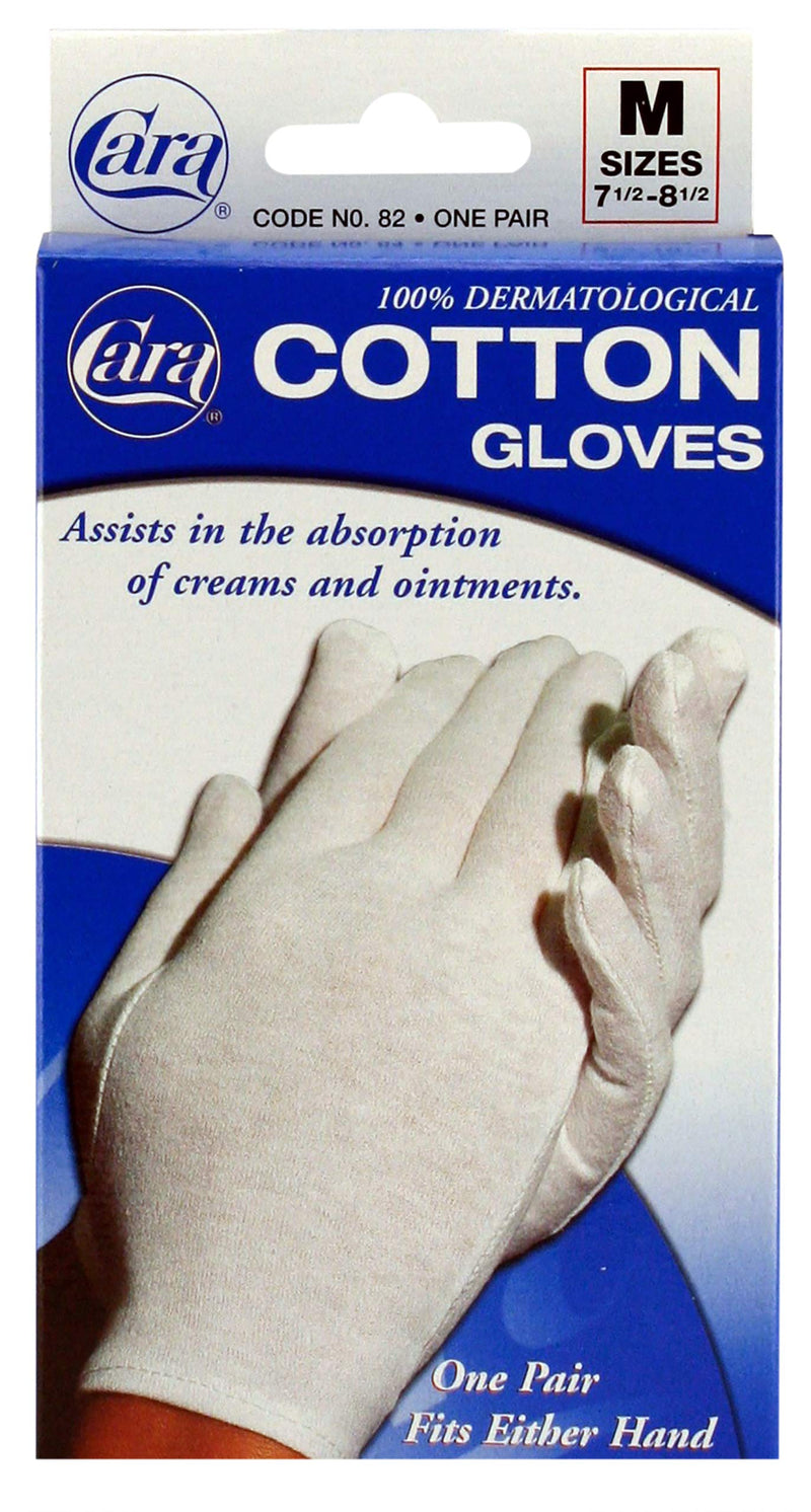 [Australia] - Cara Moisturizing Eczema 100% Premium Cotton Gloves, Medium, White, 1 Pair Medium (1Pair) 