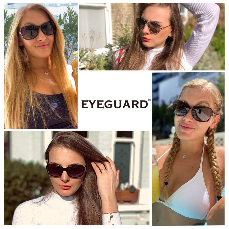 [Australia] - EYEGUARD 2 Pack Polarized Sunglasses for Women Men Classic Retro Vintage Oversized Eyewear 2pack - Plastic Black Frame + Metal Gold Frame 