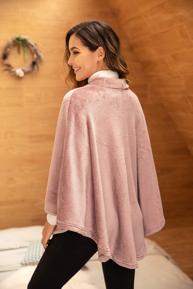 [Australia] - Ekouaer Flannel Faux Poncho for Women Lightweigh Blanket Warm TV Shawl Winter Coat Sweater Cape Coffee Medium 