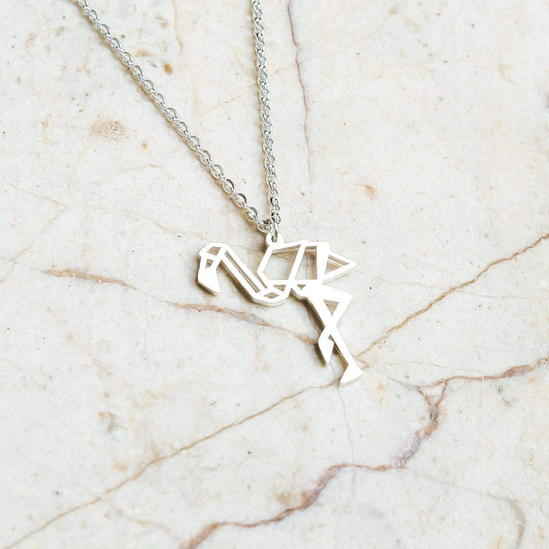 [Australia] - La Menagerie Flamingo Silver Origami Jewelry & Silver Geometric Necklace – 925 Sterling Plated Silver Necklace & Flamingo Necklaces for Women – Flamingo Necklace for Girls & Necklace 