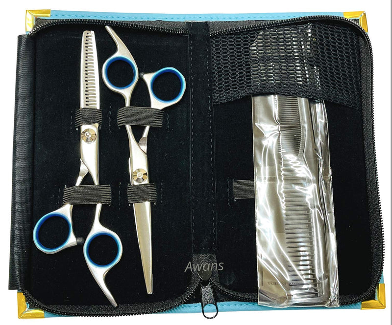 [Australia] - Awans Professional Barber Salon Hairdressing Scissors Set 5.5" with Thinning Scissors, Hair Cutting, Hair Styling, Hair Thinning Set 5.5"- Free Pouch/ Holster (6.5" Set) 6.5" Set 