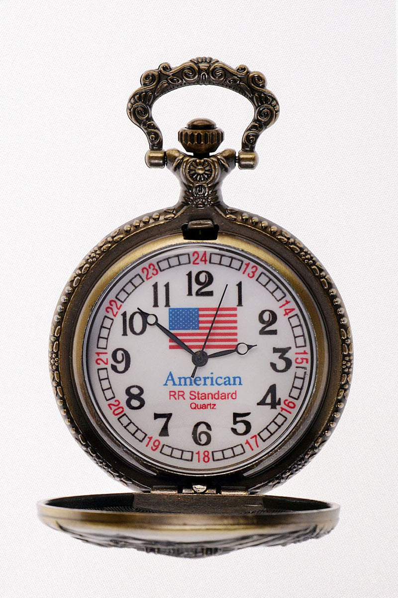 [Australia] - North American Railroad Approved, Railway Historical Train Steampunk Pocket Watch Promontory Point Utah 150th Spike Aniversary USA" Japanese Movement" Steam Engine #" 2" 