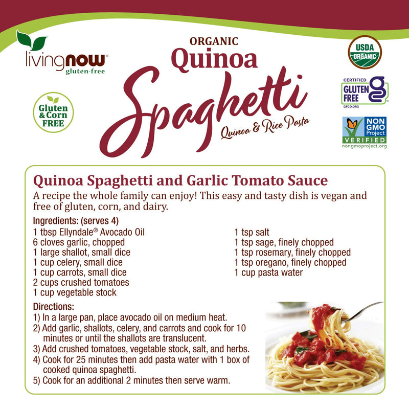 [Australia] - NOW Foods, Organic Quinoa Spaghetti, Gluten-Free, Corn-Free, Non-GMO, Quinoa and Rice Pasta, 8-Ounce 