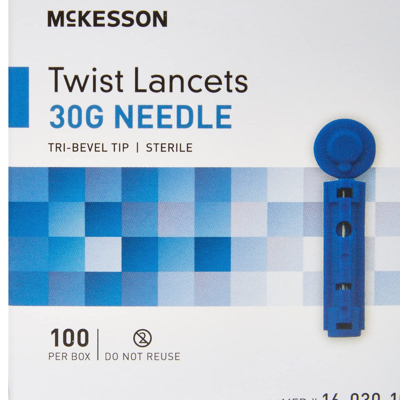 [Australia] - McKesson Twist Lancets, 30 Gauge, Push Button Activation, 1.8 mm Depth, 100 Count, 1 Pack 100 Count (Pack of 1) 