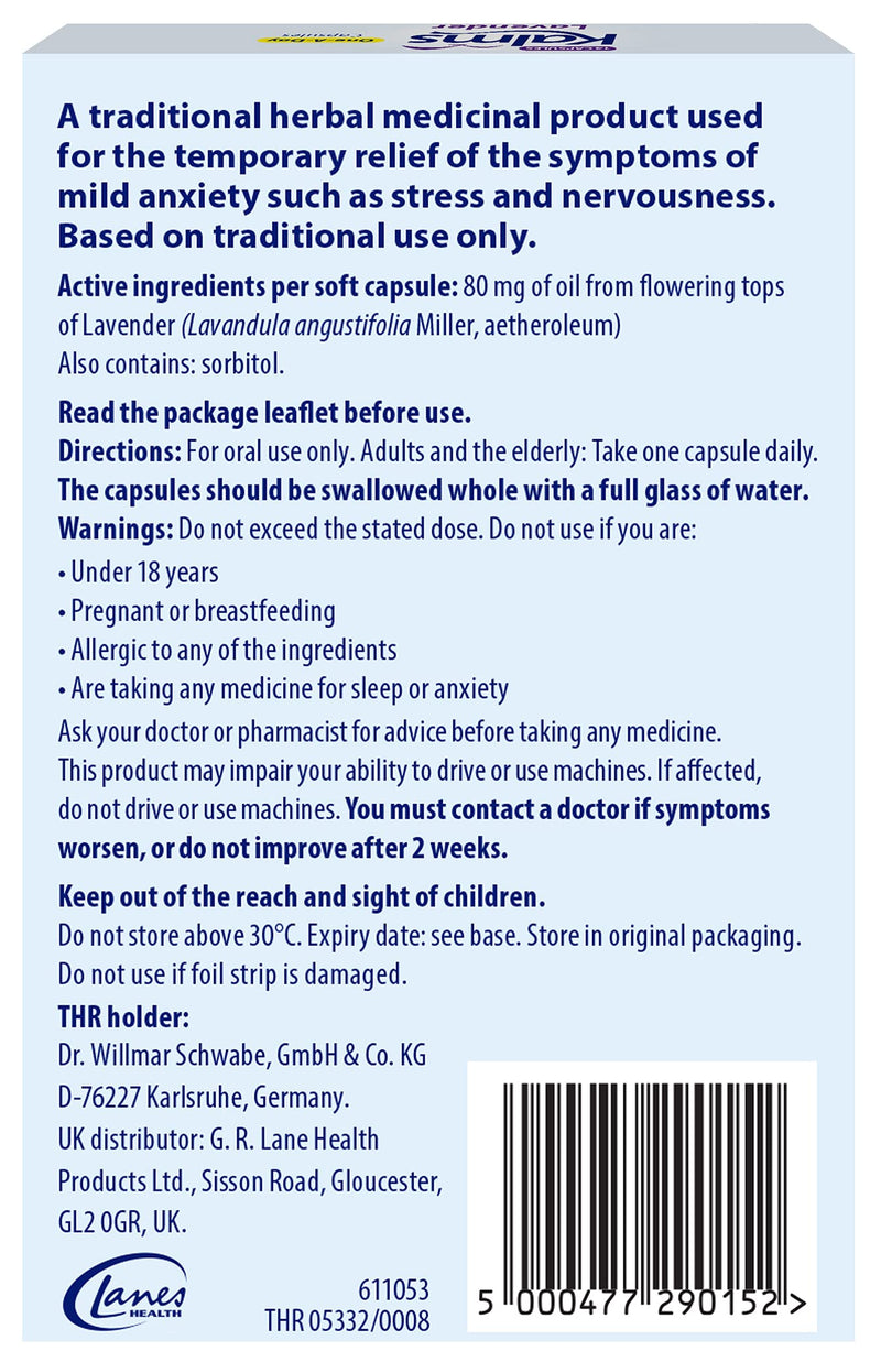 [Australia] - Kalms Lavender - One-a-day - 14 capsules - A Traditional Herbal Medicinal Product Used for the Temporary Relief of the Symptoms of Mild Anxiety Such as Stress and Nervousness 