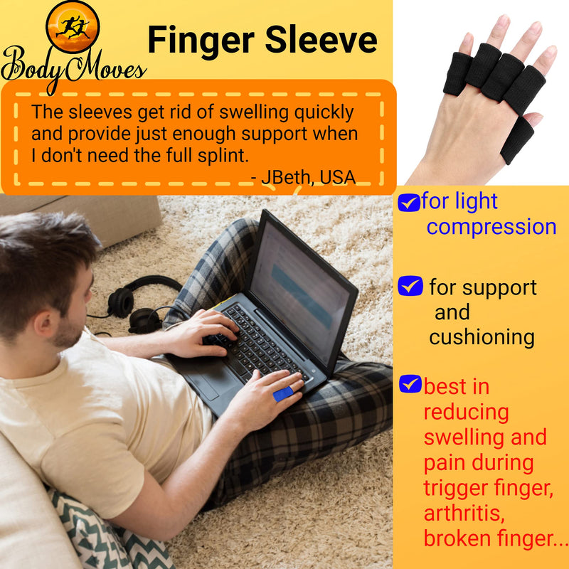 [Australia] - BodyMoves 2 Finger Splints plus 2 sleeves for Trigger Mallet Broken Finger brace joint support for men and women- ideal for seniors (4 pc set, Aqua Blue) 4 Count (Pack of 1) 
