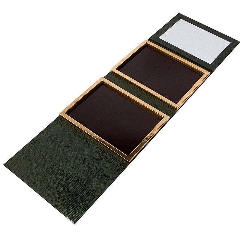 [Australia] - Green Faux Leather Double Sided Empty Magnetic Palette with Mirror; Holds 70 Standard Sized Eyeshadows Green 