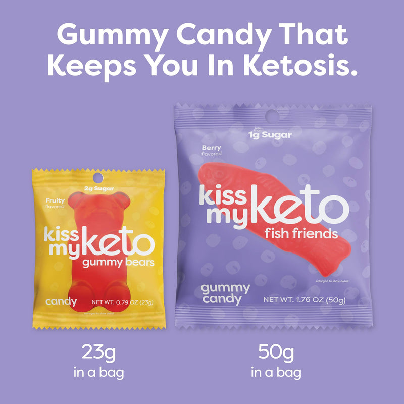 [Australia] - NEW AND IMPROVED Kiss My Keto Candy Fish Friends — Low Sugar (1g), 80 Calories, Low Carb Candy Gummies with MCT Oil | Vegan Friendly, Non-GMO, Gluten Free Keto Sweets | 2g Net Carbs (6 Pack) 06 Pack 