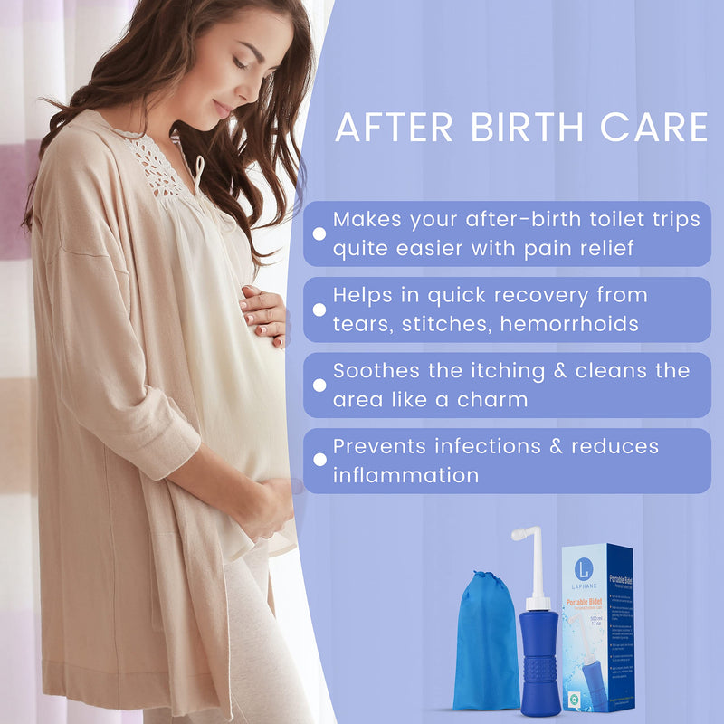[Australia] - laphang Portable Bidet 500ml Blue Peri Bottle with Waterproof Pouch and Cap – PP + TPR, Leak Proof & Scratch Resistant –Perineal bottle for Postpartum Hemorrhoids Healing, Maternity Kit Essentials 