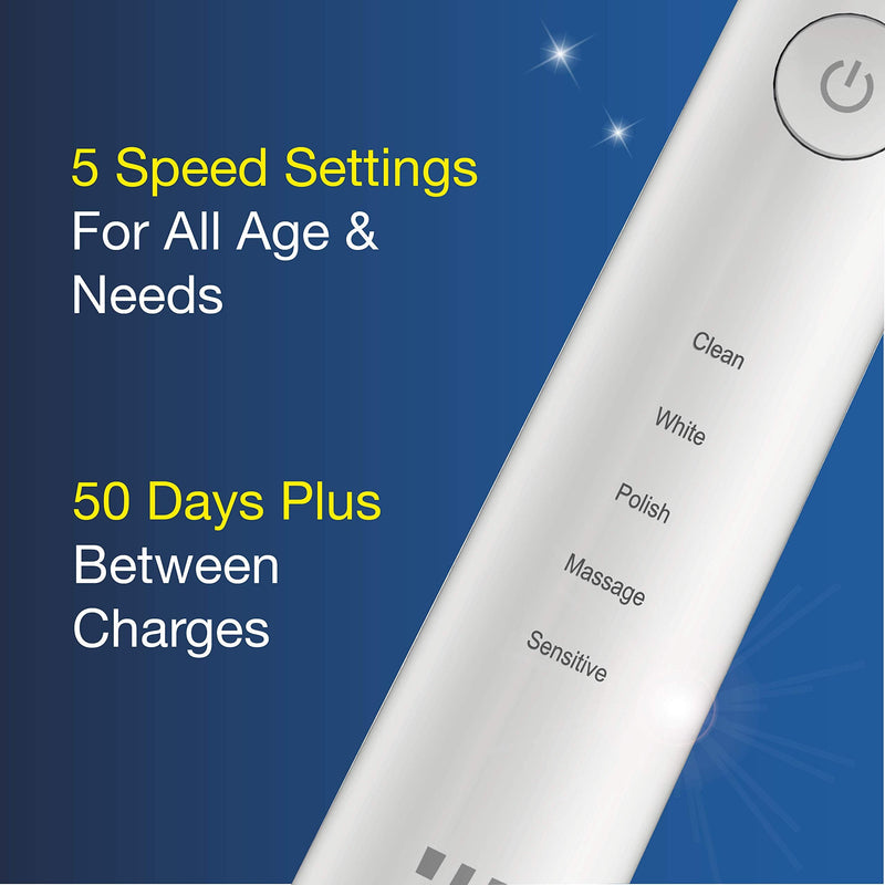 [Australia] - Sonic Electric Toothbrush, Powerful 50 Day Charge, 60 Day Satisfaction Guarantee, Inc 12 Brush Heads Valued £18… 