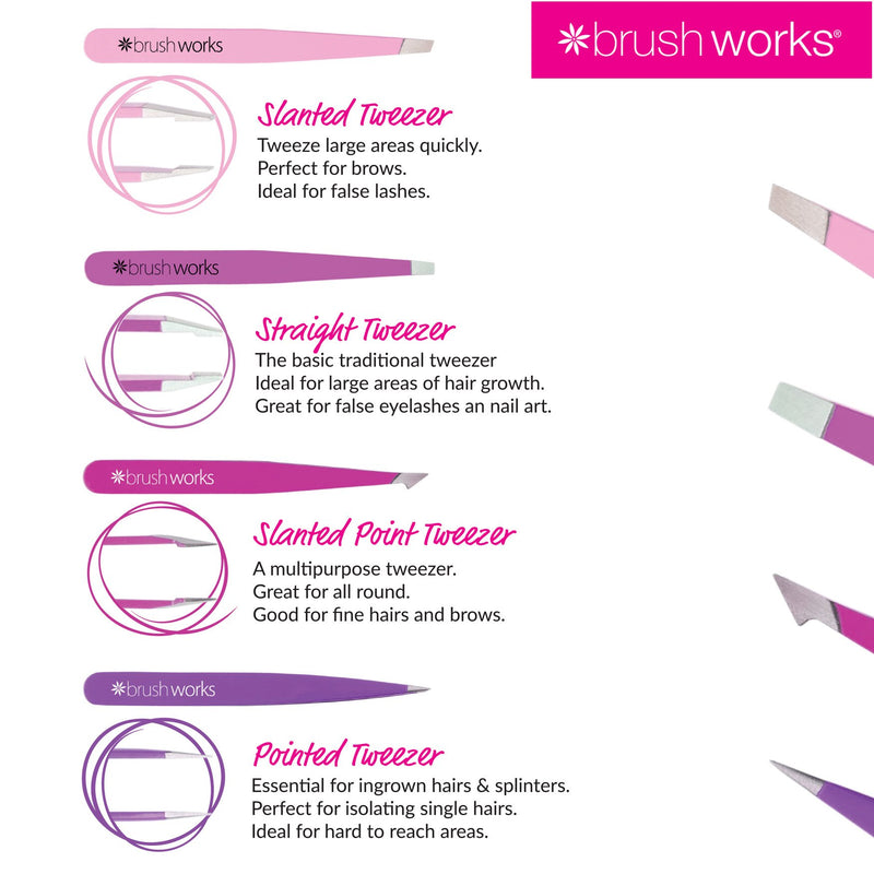 [Australia] - Tweezers by Brushworks HD Combination Tweezer Set - Pastels 