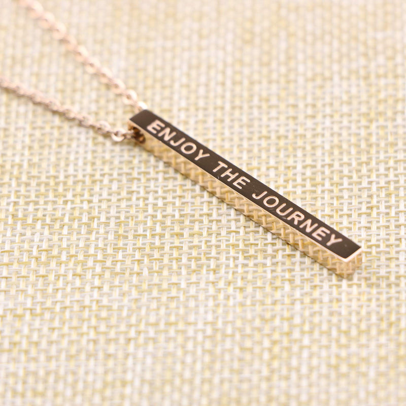 [Australia] - Joycuff Necklace for Women Vertical Bar Necklaces Pendant Jewelry Personalized Gift for Her Engraved Inspirational Message Enjoy the journey(rose gold) 