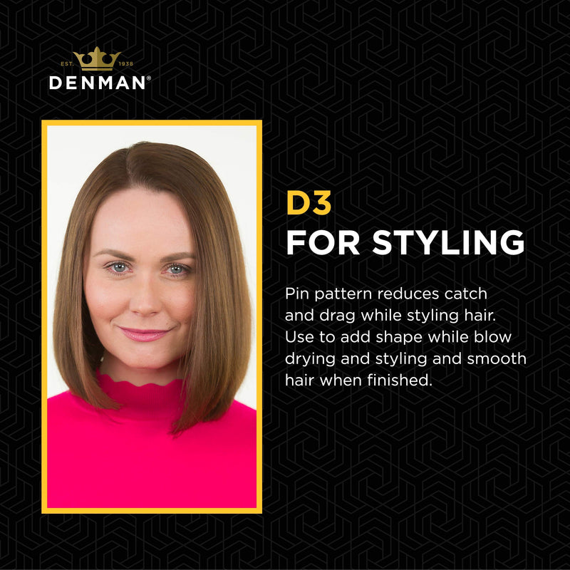 [Australia] - Denman Hair Brush for Curly Hair D3 (All Black) 7 Row Styling Brush for Blow-Drying All Black 1 Count (Pack of 1) 