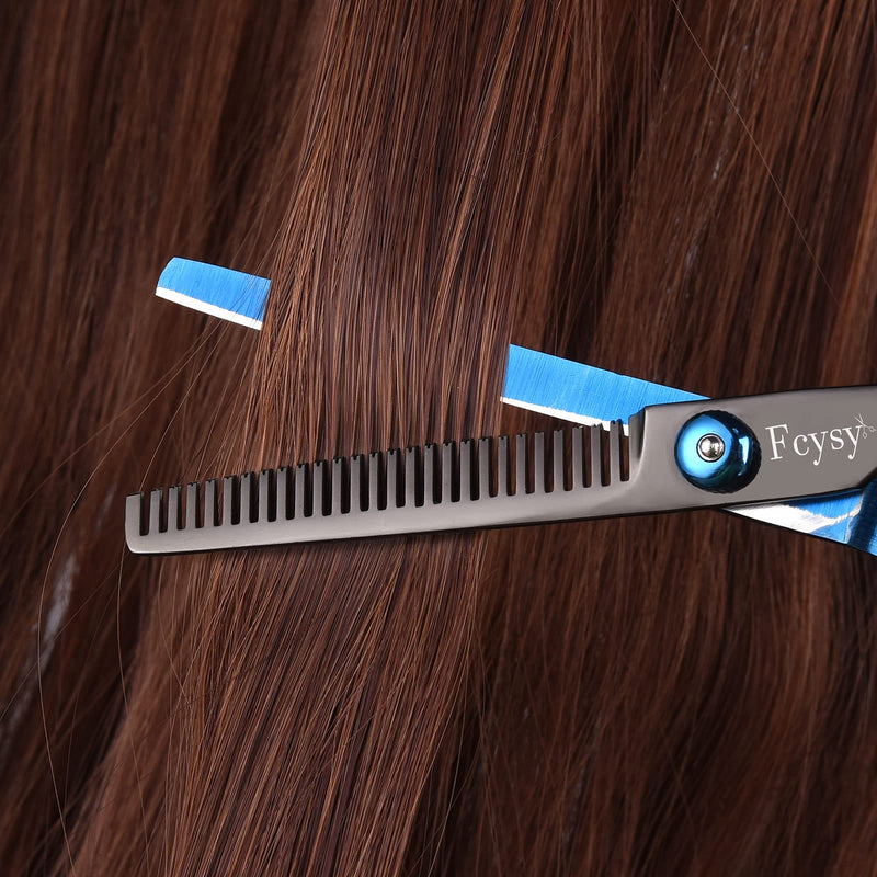 [Australia] - Thinning Scissors Hairdressing Blending Shears, Fcysy Professional Hair Thinning Scissors Texturizing Scissors Hairdresser Hair Thinner, Thinning Shears Kit with Comb Barber Haircut Scissors Set Blue Thinning Scissors 