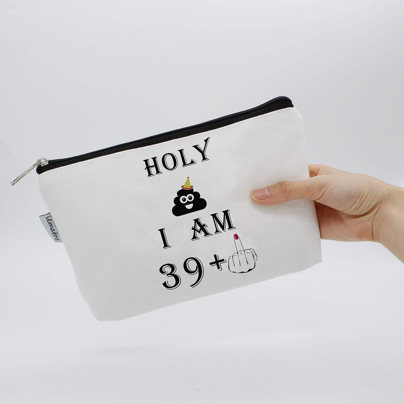 [Australia] - Funny Humorous I'm 39+1,40th Birthday Gift For Women,Wife,Best Friend,Mother Canvas Cosmetic Makeup Bag,40 Fun Makeup Bag Celebrate Turning forty. (40) 40 