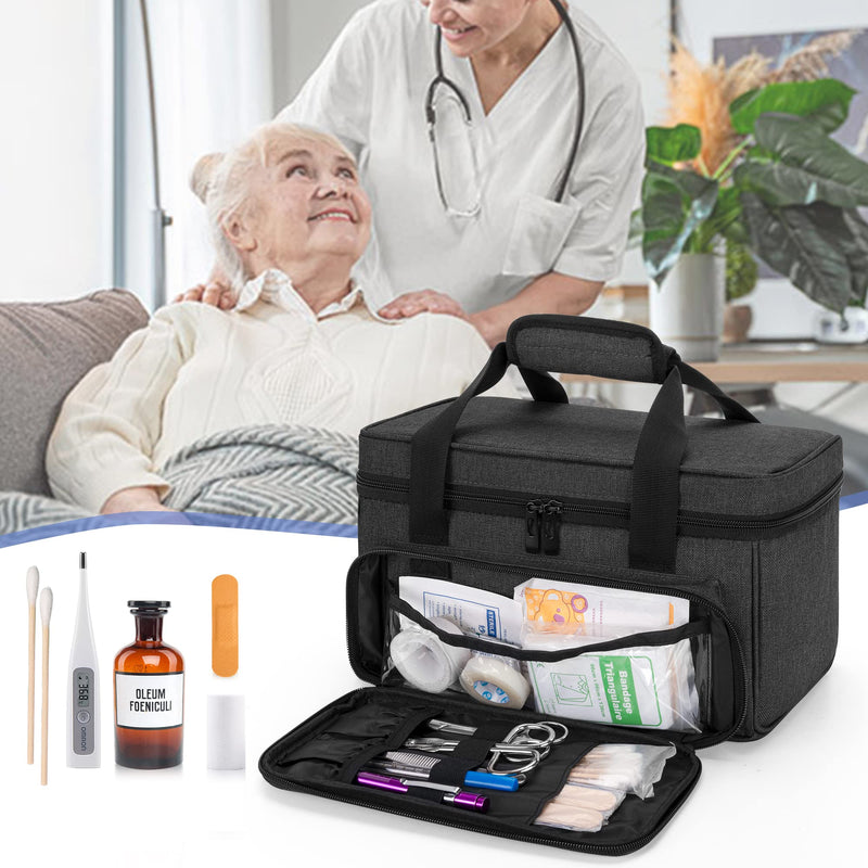 [Australia] - CURMIO Small First Aid Bag Empty, Family First Aid Kit Case, Medicine Storage Organiser Box for Home and Travel, Black(Patent Pending) 