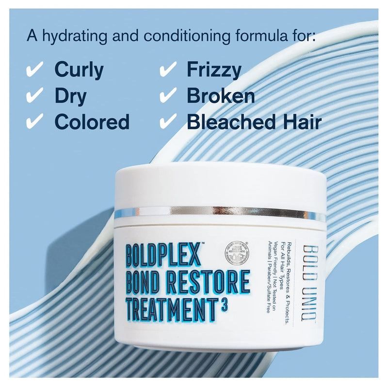 [Australia] - BoldPlex 3 Bond Repair Hair Protein Treatment Mask for Dry Damaged hair - Hydrating & Conditioning for Curly, Coloured, Frizzy, Broken or Bleached Hair. Paraben & Sulphate free. Vegan & Cruelty Free 