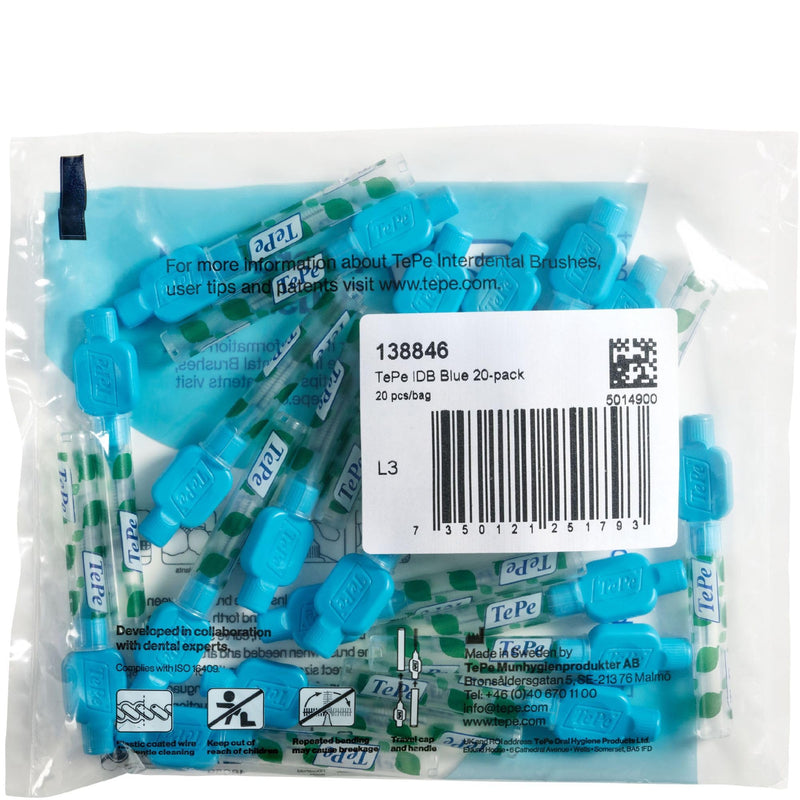 [Australia] - TePe Interdental Brush, Original, Blue, 0.6 mm/ISO 3, 20pcs, plaque removal, efficient clean between the teeth, tooth floss, for narrow gaps 20 count (Pack of 1) Blue (Size 3) 