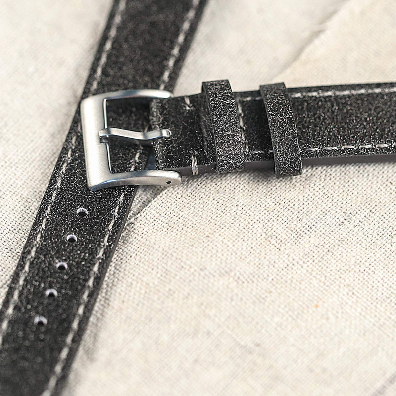 [Australia] - Leather Watch Band for Men, Quick Release Strap Top Grain Calfskin Real Leather Soft Vintage Replacement of 18mm, 20mm or 22mm for Men Women Grey 