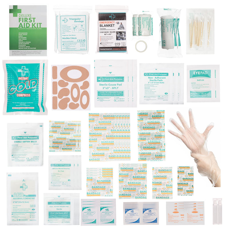 [Australia] - 160 Piece First Aid Kit Bag Refill Kit - Includes Eyewash,Instant Cold Pack, Bandages, Emergency Blanket, Moleskin Pad, Gauze - Extra Replacement Medical Supplies for First Aid 