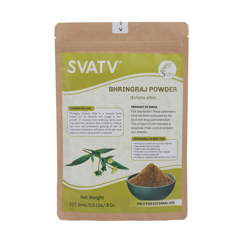 [Australia] - SVATV Natural Bhringraj Powder (Eclipta Alba) for Silky & Soft Hair Care | Promote Hair Growth | Increases Hair Thickness | Ayurvedic Hair Products - 227g, 8oz 